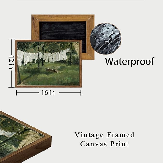 OIQArtOIQ Vintage Landscape Canvas Wall Art Framed Natural Scenery Painting