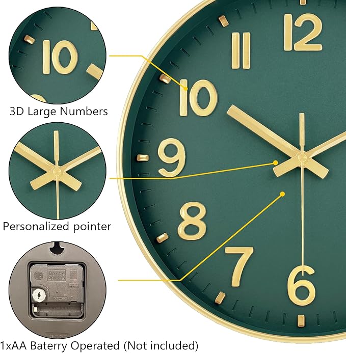 Wall Clock, 8 Inch Wall Clocks Battery Operated, Modern Non Ticking Silent