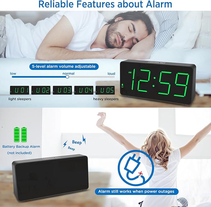 Peakeep Digital Clock, Alarm Clock