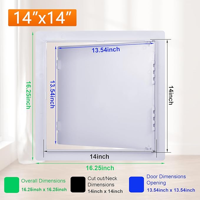 Suteck Plastic Access Panel for Drywall Ceiling 14 x 14 Inch Reinforced