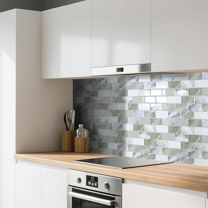 Art3d Peel and Stick Beige & White Wall Tiles – 12"x12" Thickened Design
