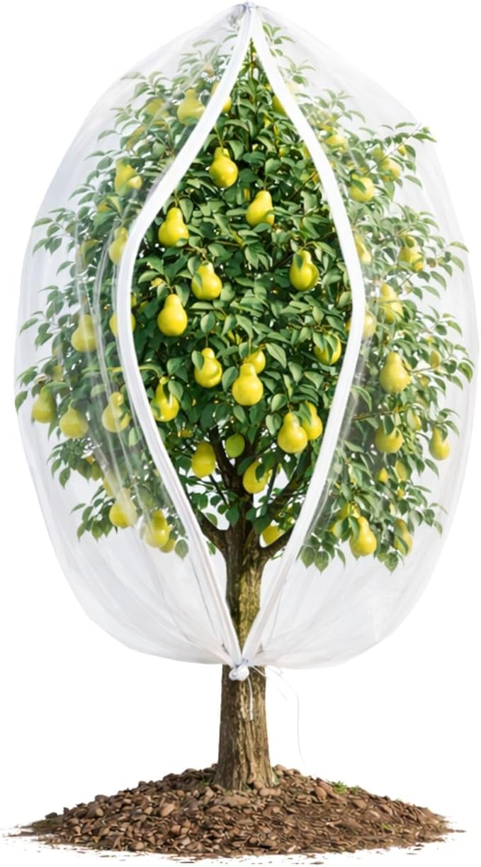 Fruit Tree Netting Cover with Zipper & Drawstring, 10ft x 10ft Insect Bird Barrier Netting for Garden Protection, Ultra Fine Mesh Garden Netting Pest Barrier, Extra Large, 1 Pack