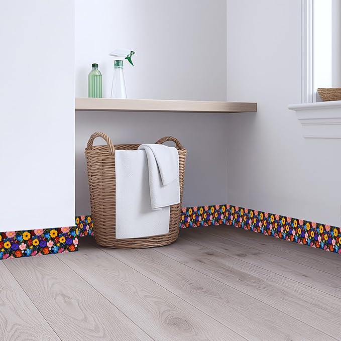 Colorful Floral Wallpaper Border 196x4 Inch Peel and Stick Wall Border