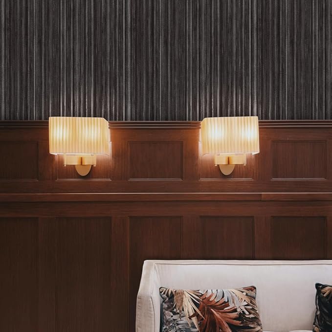 Tempaper Black Linen Grasscloth Removable Peel and Stick Wallpaper, 20.5 in X