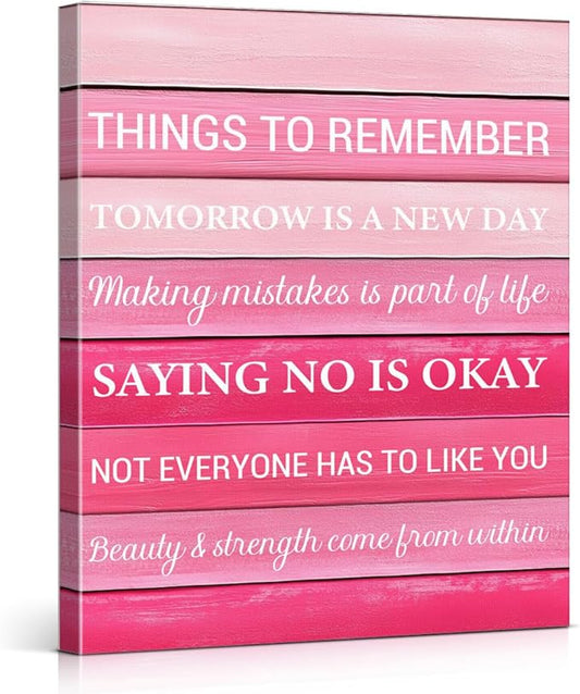 Inspirational Pink Wall Art Decor, Preppy Motivational Room Sign