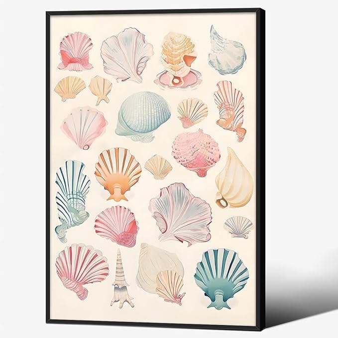 Pink Seashell Posters Coastal Cowgirl Canvas Wall Art Beach House Starfish