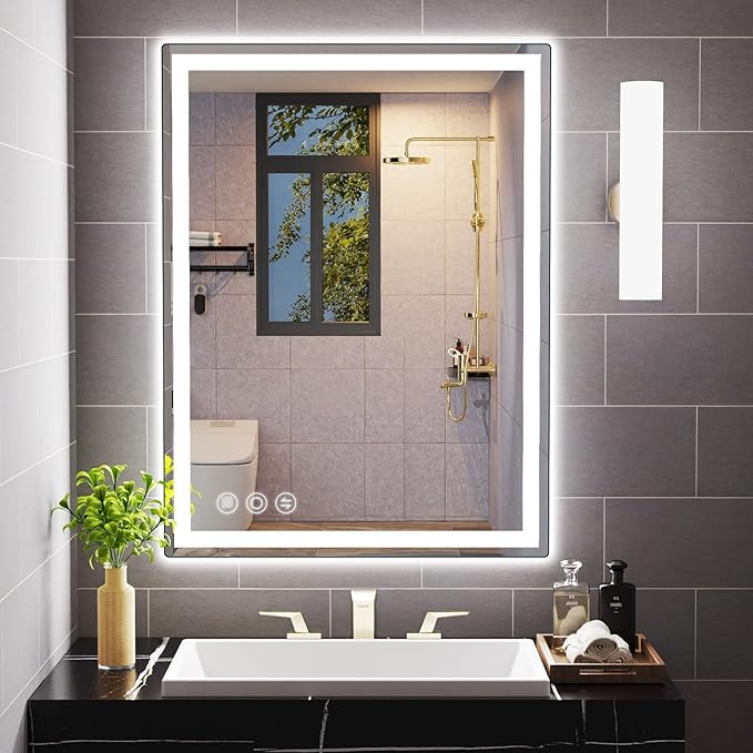 Memobarco Bathroom Mirror, Stepless 3 Colors Temperature & Dimmable, Memory