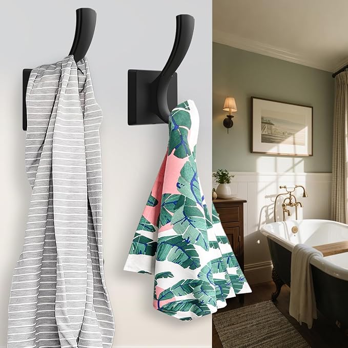 TOFIIGREM Black Wall Hooks Coat Hook, Towel Hooks Robe Hook