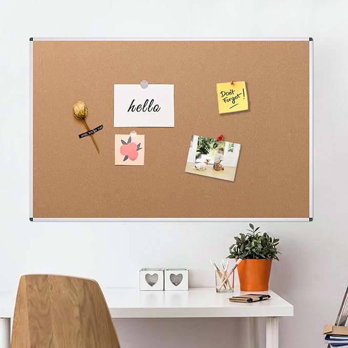 VIZ-PRO Large Cork Bulletin Board, 96 X 48 Inches, Wall-Mounted Corkboard