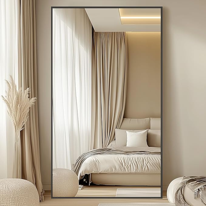 Oversized Standing Mirror Full Length, Hanging or Wall Mounted, Tempered Glass