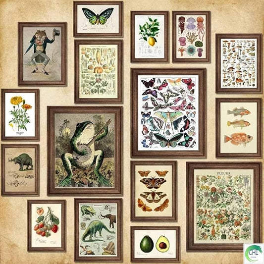 LANCHI95 6 Pcs Vintage Botanical Wall Art Set – Unframed Aesthetic Cottagecore