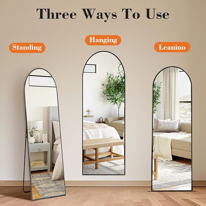 Sweetcrispy 56"x15" Arched Full Length Mirror, Leaning or Standing Full Body
