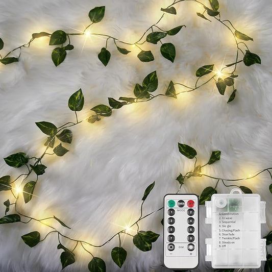 suddus Vine with Fairy Lights Battery Operated, 33ft100 LED Pothos String