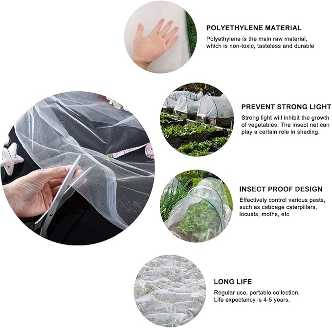 Garden Netting, Barrier Netting Plant Cover for Thicken Mosquito Garden Mesh Net Covers for Protect Plant Vegetable Fruits Flower(10x30 ft)