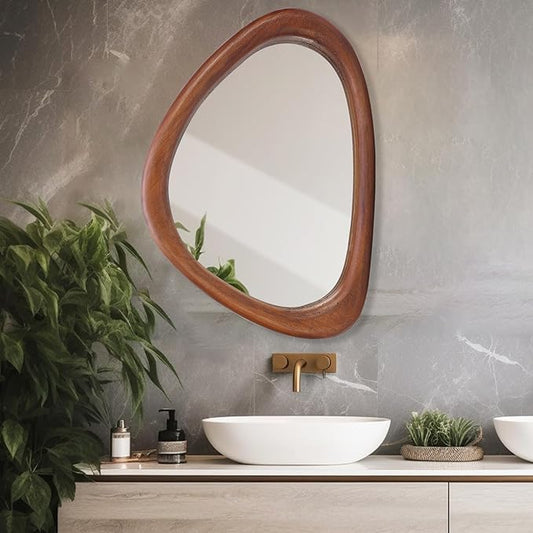 MAGFLERUM Irregular Wall Mirror, 30 * 20 inch Asymmetrical Wood Mirrors
