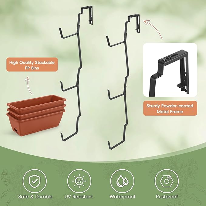 OYEAL Railing Planter Box Window Boxes Planters