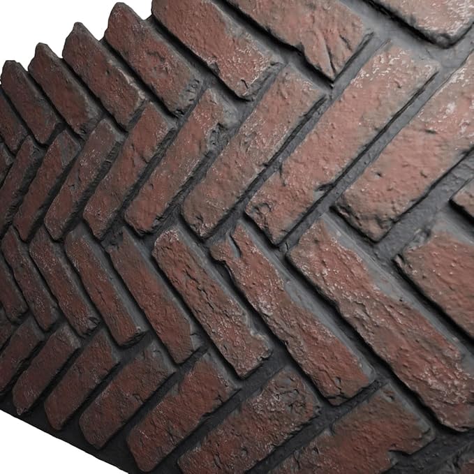 EverStone Herringbone Faux Brick Panel, 46 1/2"W x 25 1/4"H x 1"D, Cinder Color