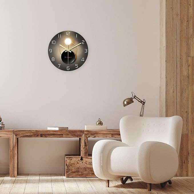 Large Wall Clocks Battery Operated 16 Inch Round Glass Analog Wall Clock Silent