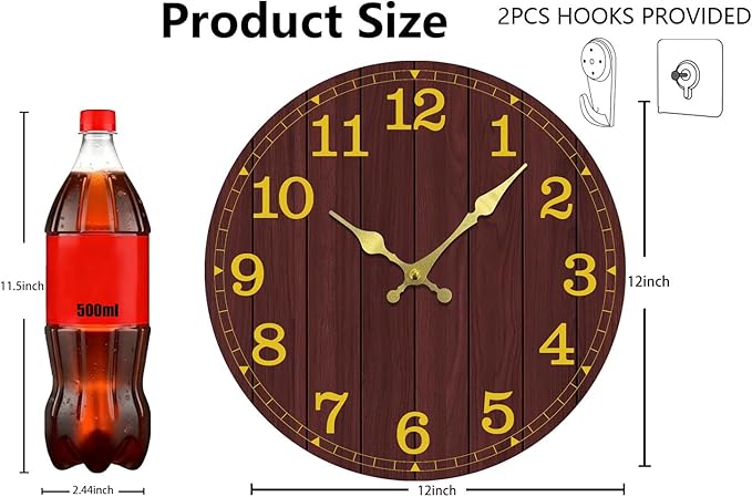 Wall Clock, Modern Wall Clocks Battery Operated, Silent Non Ticking Clock
