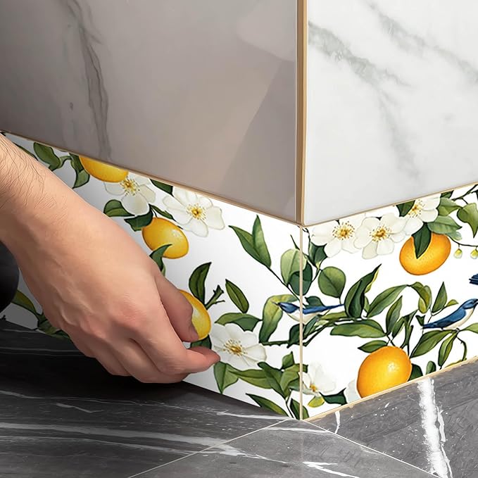 IVN Wallpaper Border Peel and Stick PVC Citrus Blossom and Bird Design 4x196