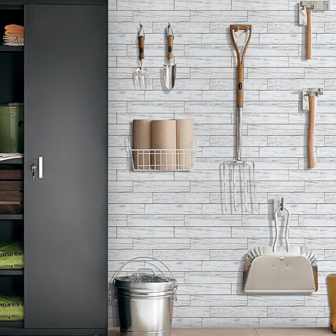 COMSTICKC Peel and Stick Faux Wood Wall Sticker Wall Panels, Not Real Wood