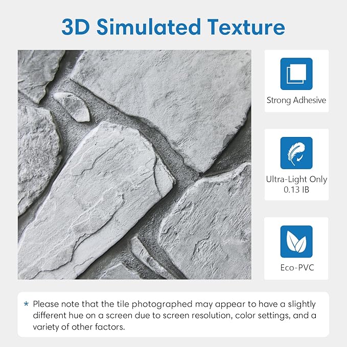 COMSTICKC 3D Faux Stone Wall Panel Peel and Stick Wall Tiles, Ultra-Light Thin
