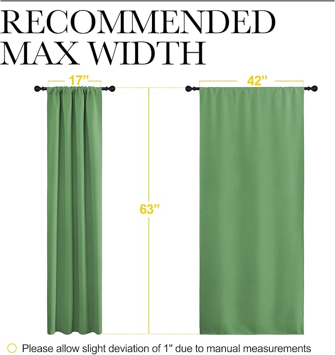 NICETOWN Blackout Curtains for Living Room, Froest Green, 2 Panels, 42 by 63