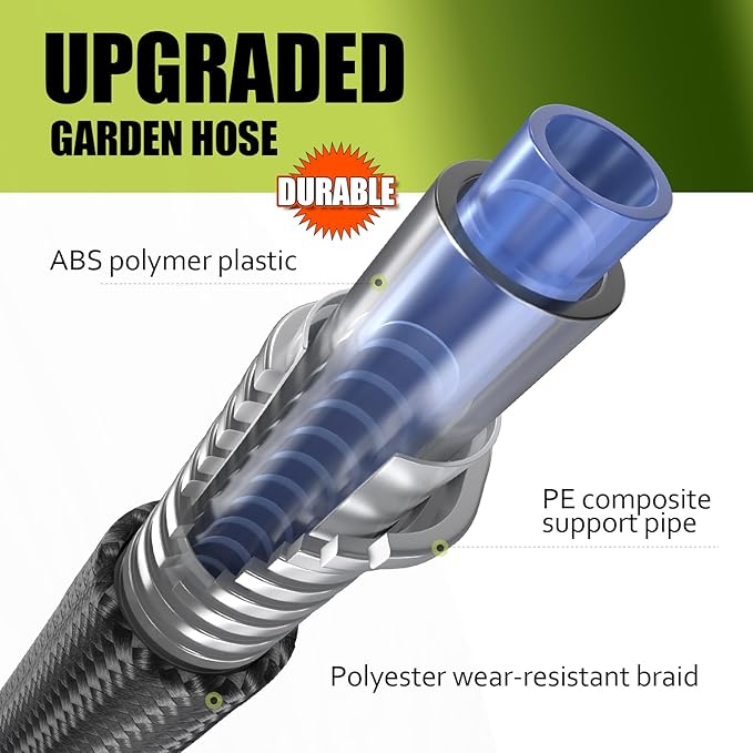 Relxitl Garden Hose, Flexible Water Hose, Ultra Lightweight Non-Expanding hose with 10 Function Sprayer, Leak proof, Pressure Resistant for Yard, Outdoor (Black, 100FT)