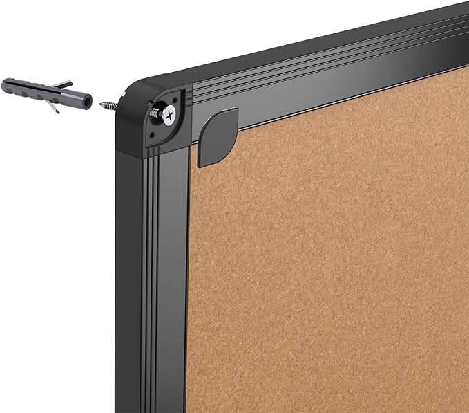 VIZ-PRO Cork Notice Board, 36 X 24 Inches, Cork Bulletin Board