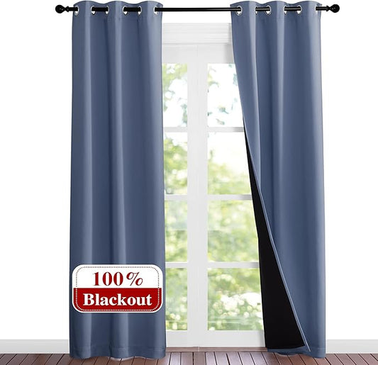 NICETOWN Full Shade Curtain Panels 84 inches Long, Pair of Energy Smart & Noise