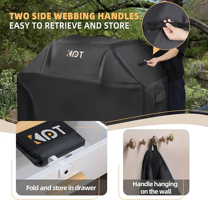 KPT 72 Inch Grill Cover for Outdoor Grill - Heavy Duty Waterproof 420D BBQ Cover with Hook, Air Vent, Buckle - Gas Grill Cover, UV & Fade Resistant, BBQ Grill Cover for Weber, Nexgrill, Char Broil