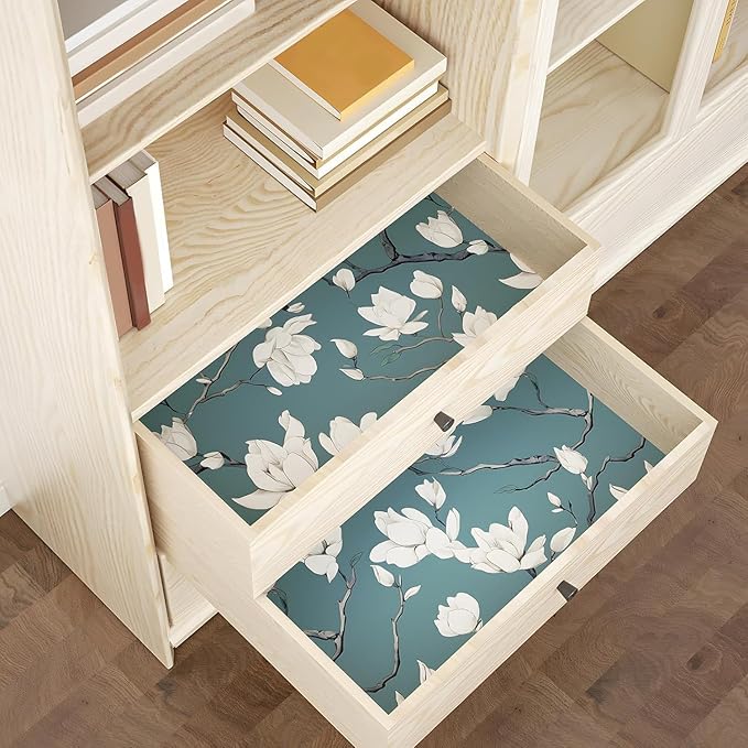 Laatse Vintage Floral Wallpaper Peel and Stick Blue Floral Contact Paper