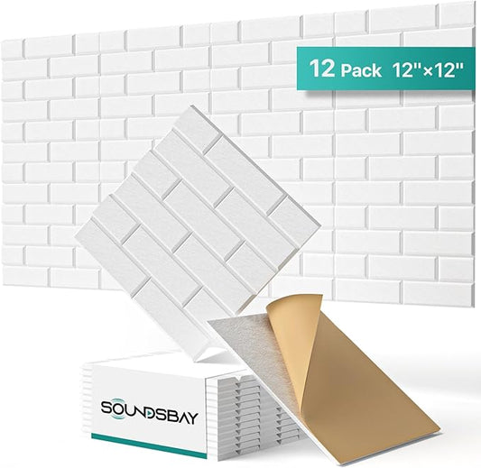 Soundsbay Acoustic Panels Self Adhesive, 12 Pack High Density Sound Proof Foam