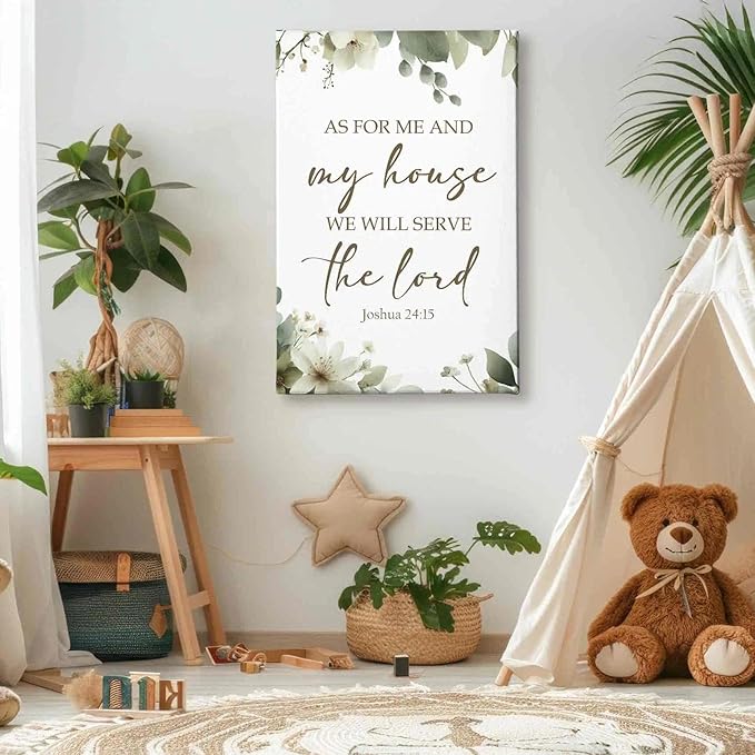 HIWX Christian Wall Decor, as for Me and My House Bible Verses Sage Green