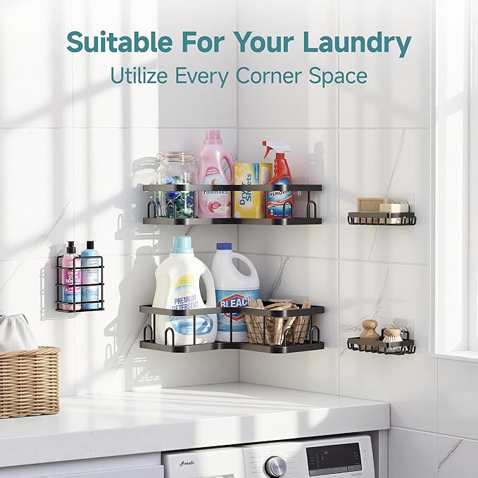 Veken Corner Shower Caddy 5-Pack, Advanced Rustproof Design, No Drilling