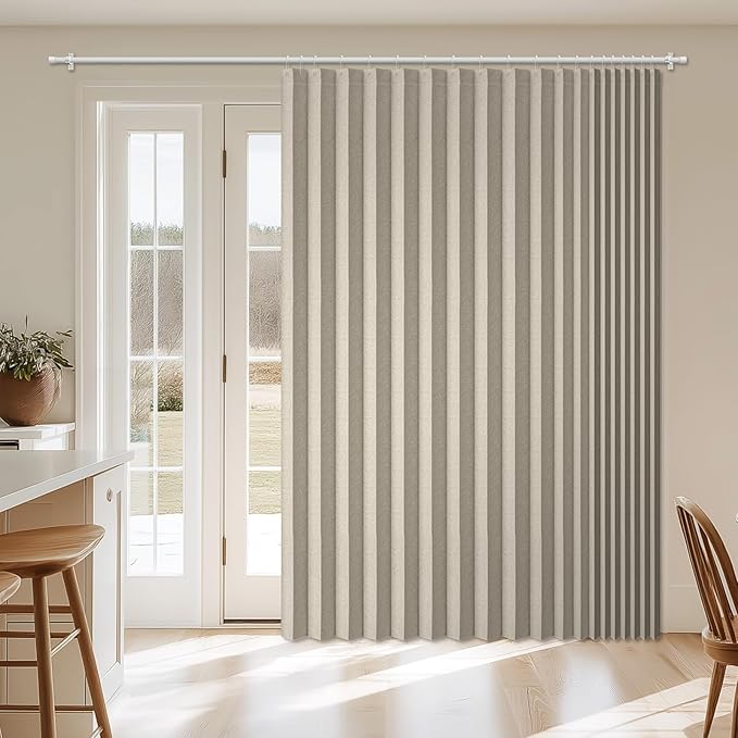 AJAZZ Blackout Accordion Door Curtain 98"x78" Cream White