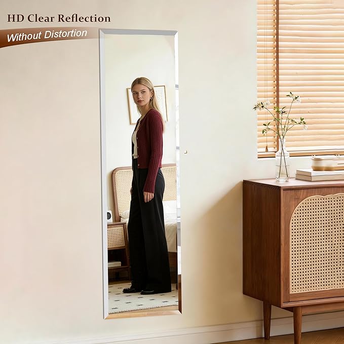 Frameless Mirror Full Length 65”x24”| Wall Mount Mirror Full Length Beveled