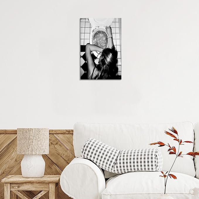 Funny Bathroom Wall Art Black and White posters Bar Disco Party prints painting