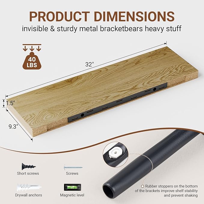 Heimlove 32 Inch Floating Shelves