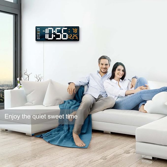 Digital Wall Clock Large Display, 16.2 Inch, LED Digital Clock