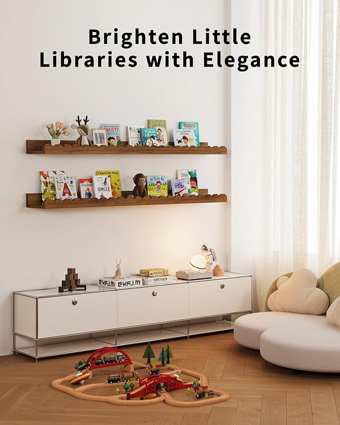 Shario Nursery Book Shelves, Scalloped Shelves, Wall Book Shelves