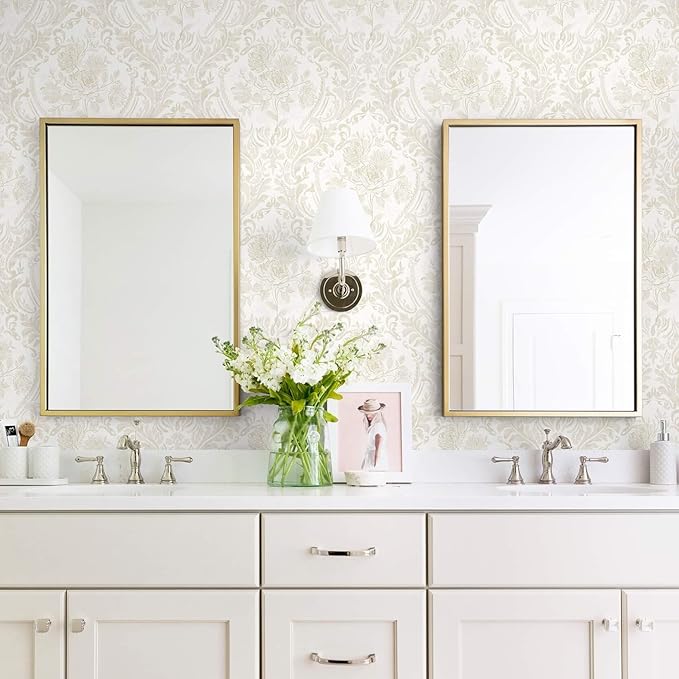 Ismoon Floral Peel and Stick Wallpaper Vintage Beige Contact Paper Boho