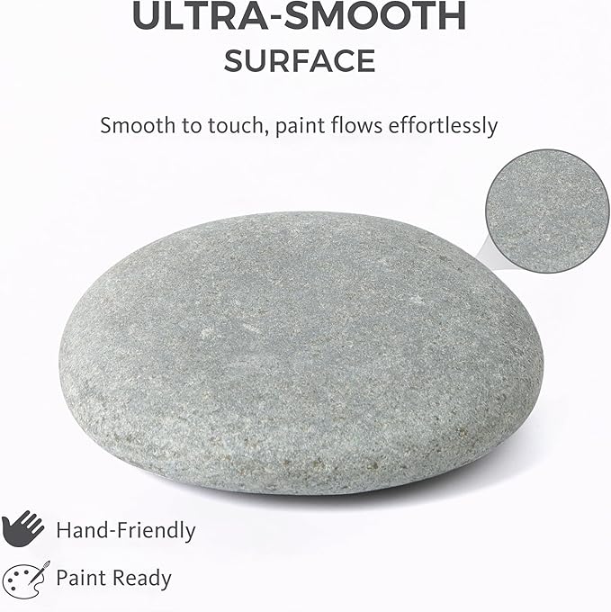 ROCART 6 PCS Extra Large 4.15-5.30" Smooth Natural River Rocks for Painting, Flat Painting Rocks & Craft Stones for Arts, DIY Projects & Creative Studios