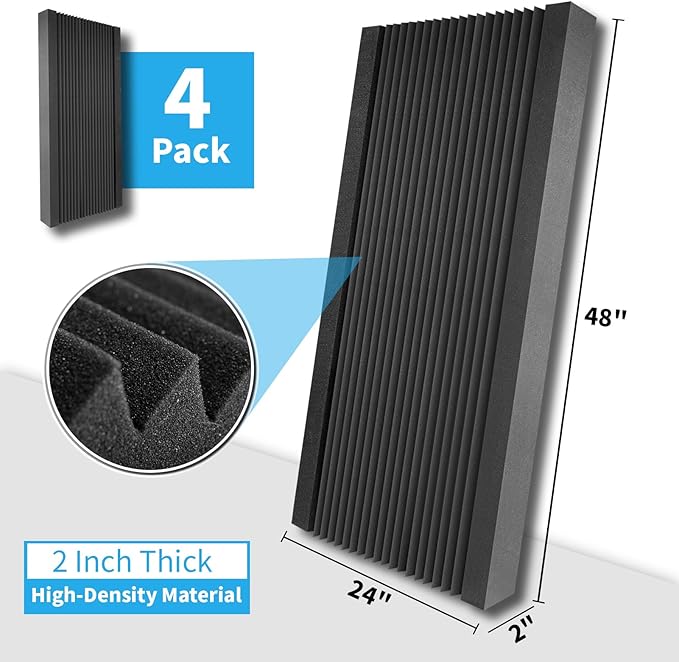 Art3d 4-Pack Wedge Design Acoustic Foam Panels, Quick-Recovery Noise Dampening