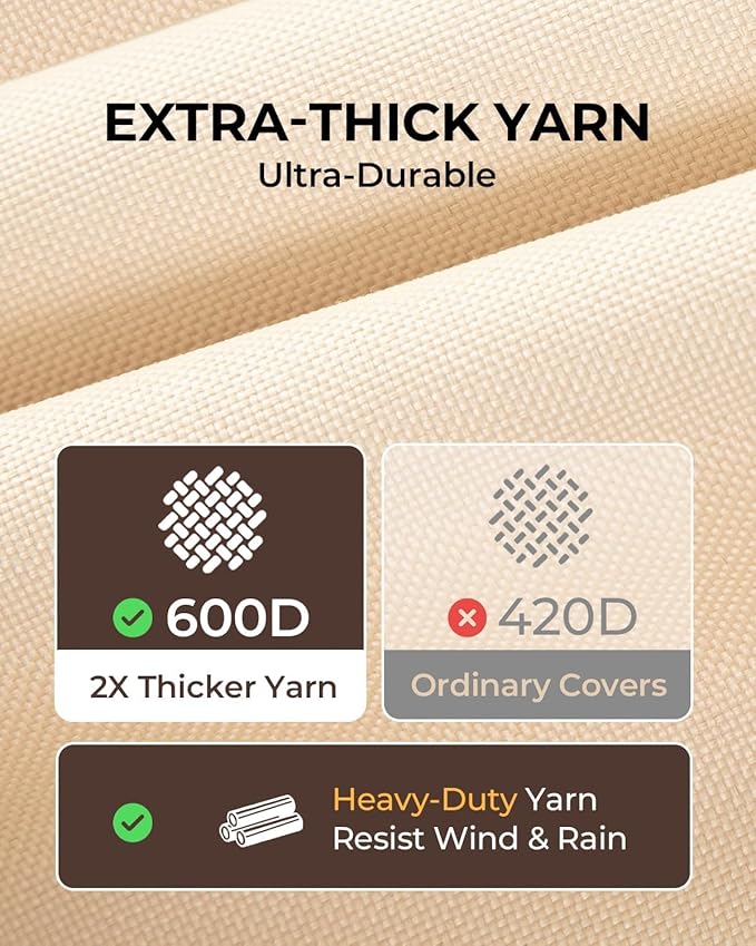 loriano 4-Pack Outdoor Furniture Covers, 2 x Patio Chair Covers + 2 x Ottoman Covers, Waterproof Heavy Duty 600D Oxford Fabric, All Weather UV/Wind Resistant, Beige & Brown
