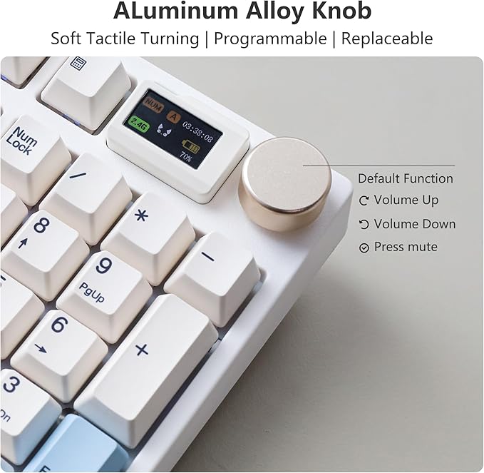 NJ98 Wireless Custom Mechanical Keyboard with Screen Knob 96% Hot Swappable RGB Keyboard Mac Windows (Dark, Steel Plate-Mix5 Linear)