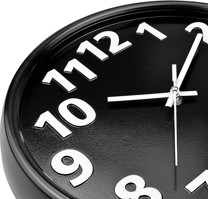 Plumeet 12'' Wall Clock, Battery Operated Wall Clocks Silent Non-Ticking Quartz