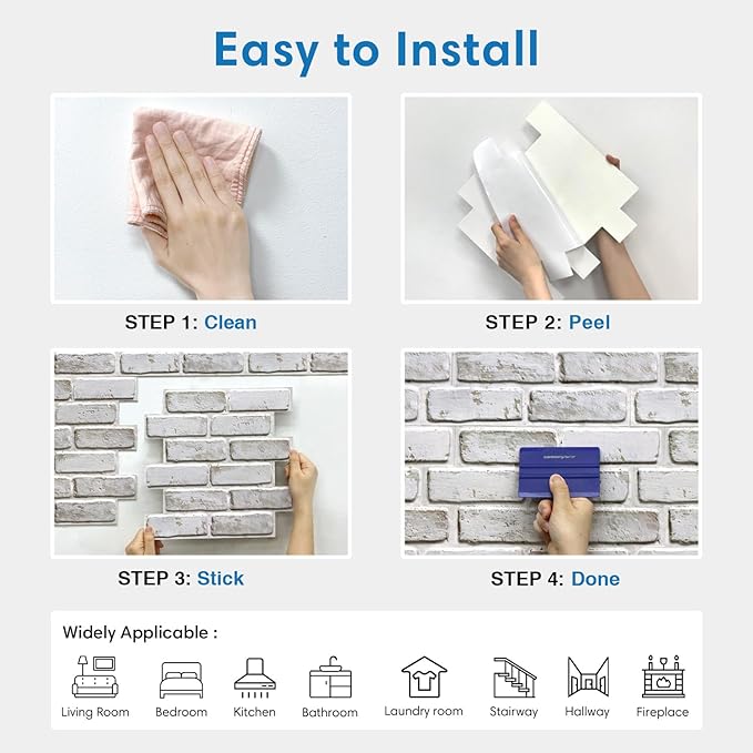 COMSTICKC 3D Faux Brick Wall Panels Peel and Stick Wall Covering, Not Real Brick