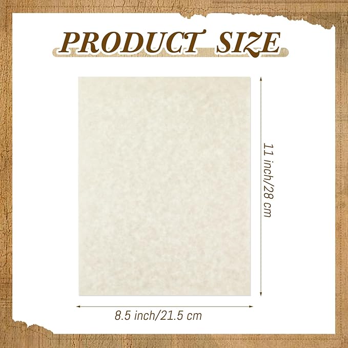 Epakh 300 Pcs Old Age Parchment Paper 8.5 x 11 Inch Standard Letter Vintage Colored Old Parchment Double Side Printing Paper (Light Gray)