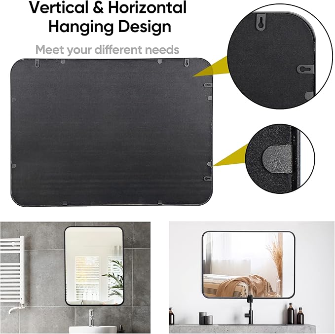 ZenStyle 2 Packs Black Metal Framed Rectangular Wall Mirror 22" x 30" Bathroom